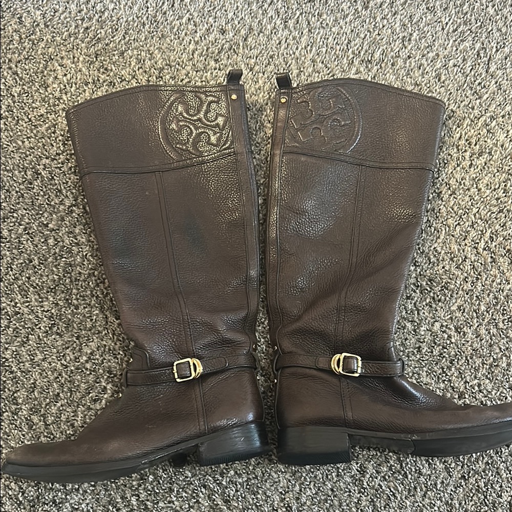 Tory Burch Brown Leather Riding Boots